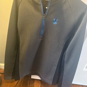 Spyder Men's Gray and Blue Zip-Up Sweater